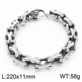 11mm Punk Skull Stainless Steel Bracelet Silver Color