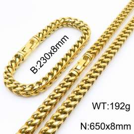 Stainless steel Men's and Women's keel chain Bracelet Necklace set with Gold Color Jewelry