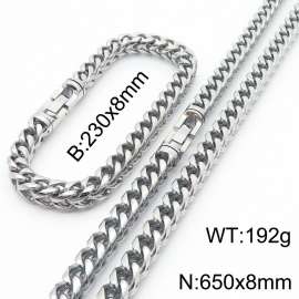 Stainless steel Men's and Women's keel chain Bracelet Necklace set with Silver Color Jewelry