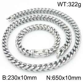 Stainless Steel Men's and Women's keel chain Bracelet Necklace set with Silver Color Jewelry