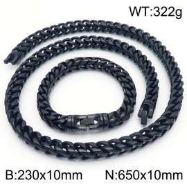 Stainless steel Men's and Women's keel chain Bracelet Necklace set with Black colored Jewelry