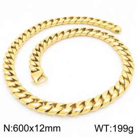 12MM Wide 316L Stainless Steel Cuban Chain Neacklace for Men Punk Gold Color Jewelry