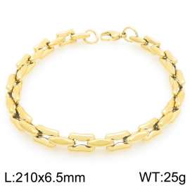 Fashionable and personalized stainless steel 210 × 6.5mm hollow bone rectangular splicing chain lobster buckle temperament gold bracelet