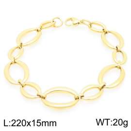 Fashionable and personalized stainless steel 220 × 11mm creative size oval splicing chain lobster buckle temperament gold bracelet