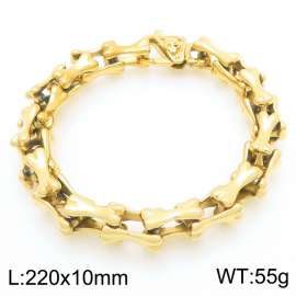 Fashionable and personalized stainless steel creative hollow front and back bone splicing chain special buckle temperament gold bracelet