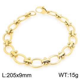 Fashionable and personalized stainless steel 205 × 9mm cross oval splicing chain lobster buckle temperament gold bracelet