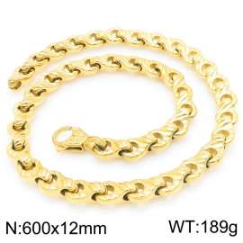 Hip hop personalized stainless steel creative special line pattern thick chain line lobster buckle men's domineering gold necklace