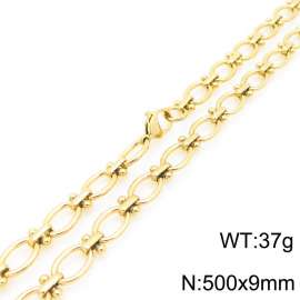 Fashionable and personalized stainless steel 500 ×9mm cross oval splicing chain lobster buckle temperament gold necklace