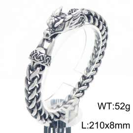 Punk style retro personality stainless steel keel chain dragon head buckle domineering men's bracelet