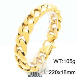 Trendy and personalized stainless steel creative smooth Cuban chain special buckle men's domineering gold bracelet