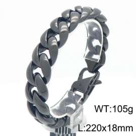 Trendy and personalized stainless steel creative smooth Cuban chain special buckle men's domineering black bracelet
