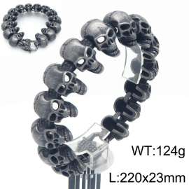 Hip hop style retro personality stainless steel creative smooth skull special buckle men's domineering boiled black bracelet