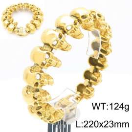 Hip hop style retro personality stainless steel creative smooth skull special buckle men's domineering gold bracelet