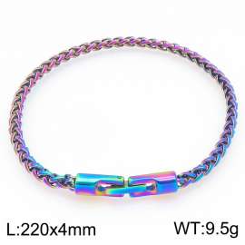 4mm Fashionable and personalized stainless steel colorful flower basket chain bracelet with round jewelry buckle