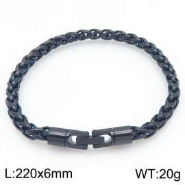 6mm Fashionable and personalized stainless steel black flower basket chain bracelet with round jewelry buckle