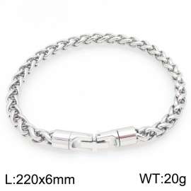 6mm Fashionable and personalized stainless steel silver flower basket chain bracelet with round jewelry buckle