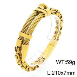 Men's golden stainless steel wire nail element bracelet
