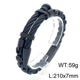 Men's electroplated black stainless steel wire nail element bracelet