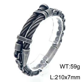 Men's stainless steel wire nail element bracelet, boiled black