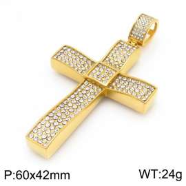 Stainless steel cast cross with full diamond hip-hop style pendant